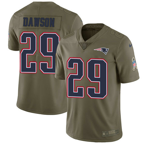 Men’s Nike New England Patriots #29 Duke Dawson Olive Stitched NFL Limited 2017 Salute To Service Jersey
