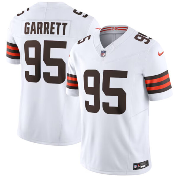 Men’s Cleveland Browns #95 Myles Garrett White 2023 F.U.S.E. Vapor Untouchable Limited Football Stitched Jersey