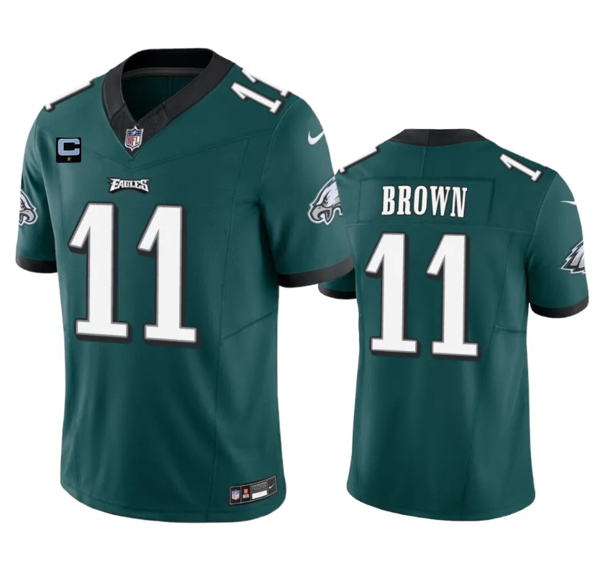 Men’s Philadelphia Eagles #11 A. J. Brown Green 2023 F.U.S.E. With 1-Star C Patch Vapor Untouchable Limited Football Stitched Jerseys