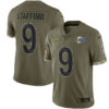 Men’s Los Angeles Rams #9 Matthew Stafford 2022 Olive Salute To Service Limited Stitched Jersey