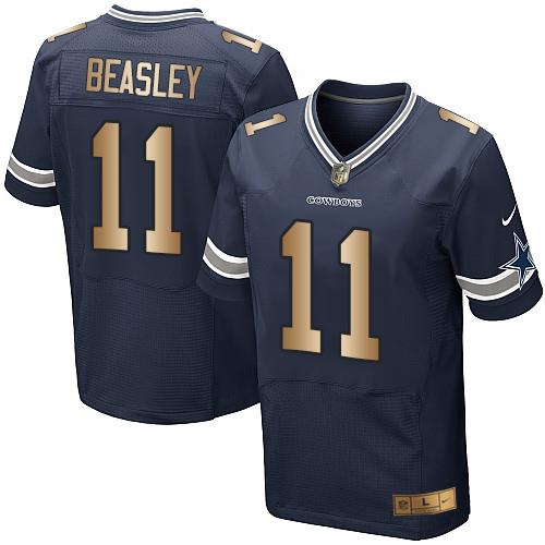 Nike Cowboys #11 Cole Beasley Navy Blue Team Color Men’s Stitched NFL Elite Gold Jersey