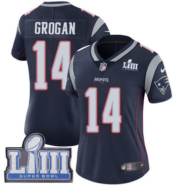 Women’s New England Patriots #14 Steve Grogan Navy Blue Nike NFL Home Vapor Untouchable Super Bowl LIII Bound Limited Jersey