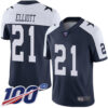 Cowboys #21 Ezekiel Elliott Navy Blue Thanksgiving Men’s Stitched Football 100th Season Vapor Throwback Limited Jersey