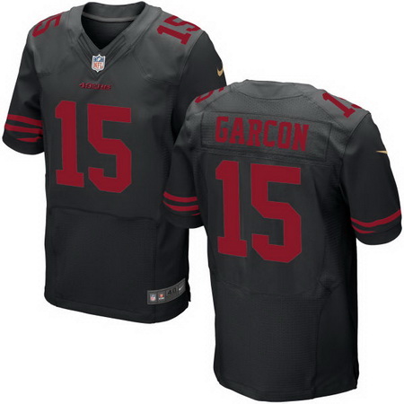 Men’s San Francisco 49ers #15 Pierre Garcon Black Alternate Stitched NFL Nike Elite Jersey