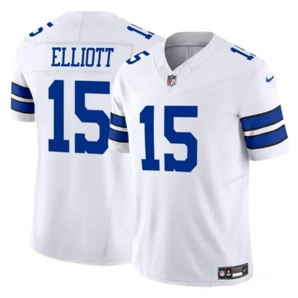 Men’s Dallas Cowboys #15 Ezekiel Elliott White 2023 F.U.S.E Vapor Untouchable Limited Football Stitched Jersey