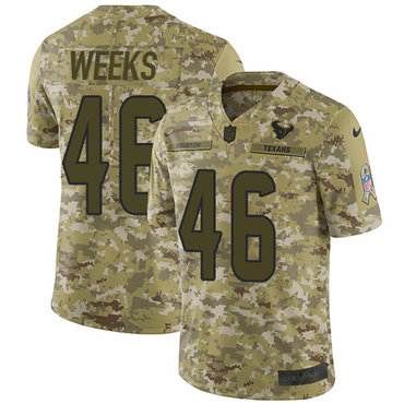 Nike Texans #46 Jon Weeks Camo Men’s Stitched NFL Limited 2018 Salute To Service Jersey