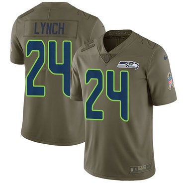 Nike Seattle Seahawks #24 Marshawn Lynch Olive Men’s Stitched NFL Limited 2017 Salute to Service Jersey
