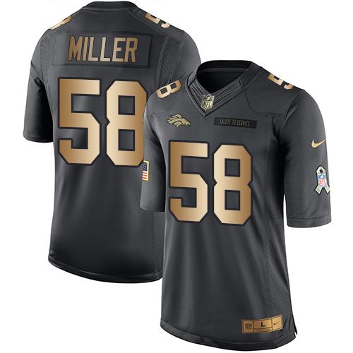 Nike Broncos #58 Von Miller Black Men’s Stitched NFL Limited Gold Salute To Service Jersey