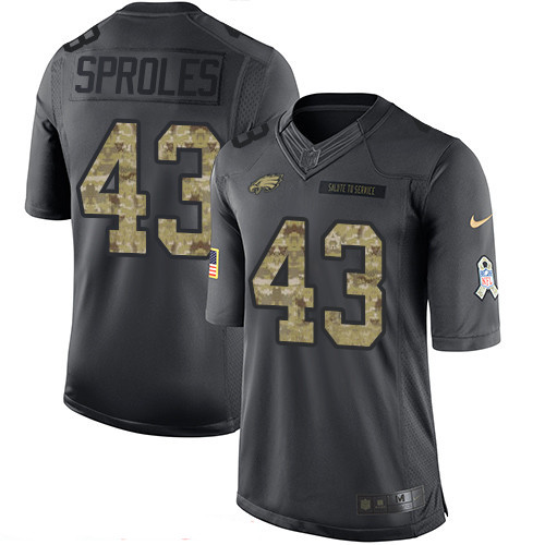 Men’s Philadelphia Eagles #43 Darren Sproles Black Anthracite 2016 Salute To Service Stitched NFL Nike Limited Jersey