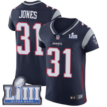 #31 Elite Jonathan Jones Navy Blue Nike NFL Home Men’s Jersey New England Patriots Vapor Untouchable Super Bowl LIII Bound