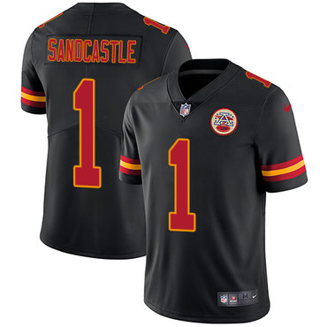 Nike Kansas City Chiefs #1 Leon Sandcastle Black Men’s Stitched NFL Limited Rush Jersey