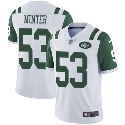 Nike New York Jets #53 Kevin Minter White Men’s Stitched NFL Vapor Untouchable Limited Jersey