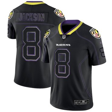 Nike Baltimore Ravens #8 Lamar Jackson Lights Out Black Men’s Stitched NFL Limited Rush Jersey