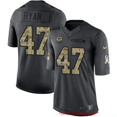 Men’s Green Bay Packers #47 Jake Ryan Black Anthracite 2016 Salute To Service Stitched NFL Nike Limited Jersey