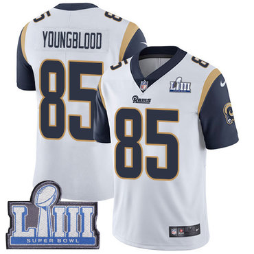 #85 Limited Jack Youngblood White Nike NFL Road Men’s Jersey Los Angeles Rams Vapor Untouchable Super Bowl LIII Bound