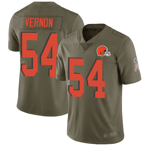 Men’s Cleveland Browns #54 Olivier Vernon Olive Men’s Stitched Football Limited 2017 Salute To Service Jersey