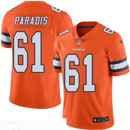 Men’s Denver Broncos #61 Matt Paradis Orange 2016 Color Rush Stitched NFL Nike Limited Jersey