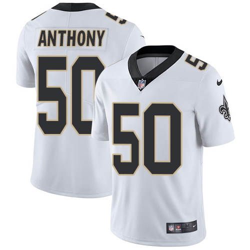 Nike New Orleans Saints #50 Stephone Anthony White Men’s Stitched NFL Vapor Untouchable Limited Jersey