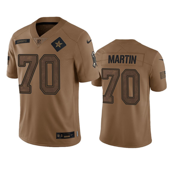 Men’s Dallas Cowboys #70 Zack Martin 2023 Brown Salute To Service Limited Football Stitched Jersey