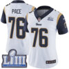 #76 Limited Orlando Pace White Nike NFL Road Women’s Jersey Los Angeles Rams Vapor Untouchable Super Bowl LIII Bound