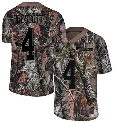Nike Cowboys #4 Dak Prescott Camo Men’s Stitched NFL Limited Rush Realtree Jersey