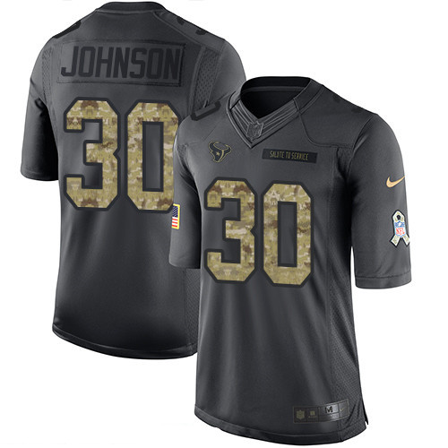 Men’s Houston Texans #30 Kevin Johnson Black Anthracite 2016 Salute To Service Stitched NFL Nike Limited Jersey