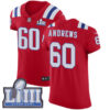 #60 Elite David Andrews Red Nike NFL Alternate Men’s Jersey New England Patriots Vapor Untouchable Super Bowl LIII Bound
