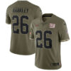 Men’s New York Giants #26 Saquon Barkley 2022 Olive Salute To Service Limited Stitched Jersey