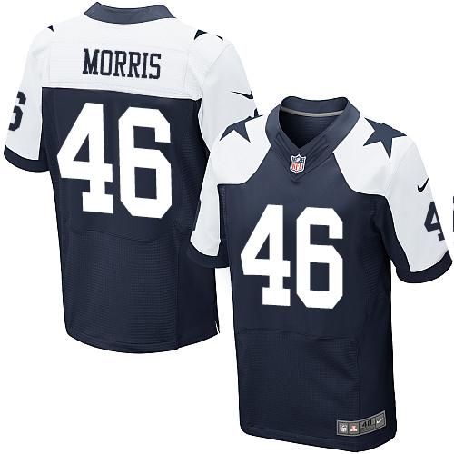 Nike Cowboys #46 Alfred Morris Navy Blue Thanksgiving Men’s Stitched NFL Throwback Elite Jersey