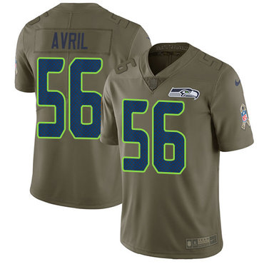 Nike Seattle Seahawks #56 Cliff Avril Olive Men’s Stitched NFL Limited 2017 Salute to Service Jersey