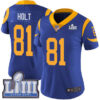 #81 Limited Torry Holt Royal Blue Nike NFL Alternate Women’s Jersey Los Angeles Rams Vapor Untouchable Super Bowl LIII Bound