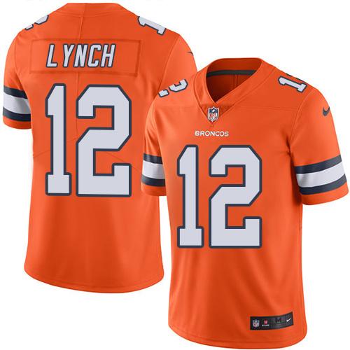 Nike Broncos #12 Paxton Lynch Orange Men’s Stitched NFL Limited Rush Jersey