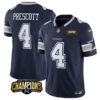 Men’s Dallas Cowboys #4 Dak Prescott Navy 2023 F.U.S.E. NFC East Champions Patch Football Stitched Jersey