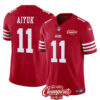 Men’s San Francisco 49ers #11 Brandon Aiyuk Red 2023 F.U.S.E. NFC West Champions Patch Football Stitched Jersey