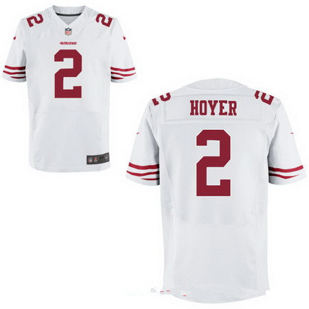 Men’s San Francisco 49ers #2 Brian Hoyer White Road Stitched NFL Nike Elite Jersey