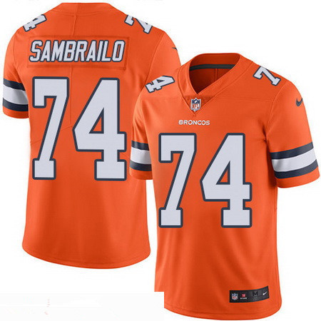 Men’s Denver Broncos #74 Ty Sambrailo Orange 2016 Color Rush Stitched NFL Nike Limited Jersey