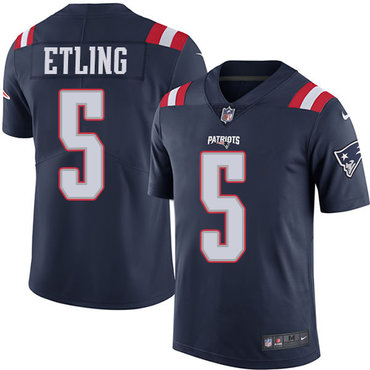 Men’s Nike New England Patriots #5 Danny Etling Navy Blue Vapor Untouchable Limited Jersey