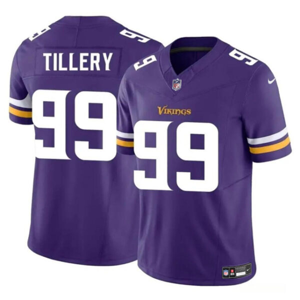 Men’s Minnesota Vikings #99 Jerry Tillery Purple 2023 F.U.S.E. Vapor Untouchable Limited Football Stitched Jersey