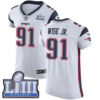 #91 Elite Deatrich Wise Jr White Nike NFL Road Men’s Jersey New England Patriots Vapor Untouchable Super Bowl LIII Bound