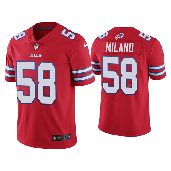 Men’s Buffalo Bills #58 Matt Milano 2022 Red Vapor Untouchable Limited Stitched Jersey