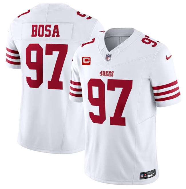 Men’s San Francisco 49ers #97 Nick Bosa White 2023 F.U.S.E. With 1-Star C Patch Vapor Untouchable Limited Football Stitched Jersey