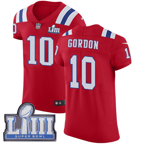 #10 Elite Josh Gordon Red Nike NFL Alternate Men’s Jersey New England Patriots Vapor Untouchable Super Bowl LIII Bound