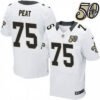 Men’s New Orleans Saints #75 Andrus Peat White 50th Season Patch Stitched NFL Nike Elite Jersey