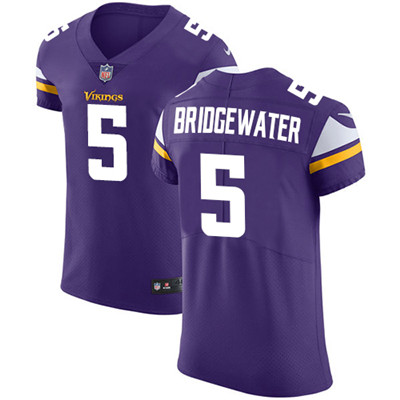 Men’s Nike Minnesota Vikings #5 Teddy Bridgewater Purple Team Color Stitched NFL Vapor Untouchable Elite Jersey