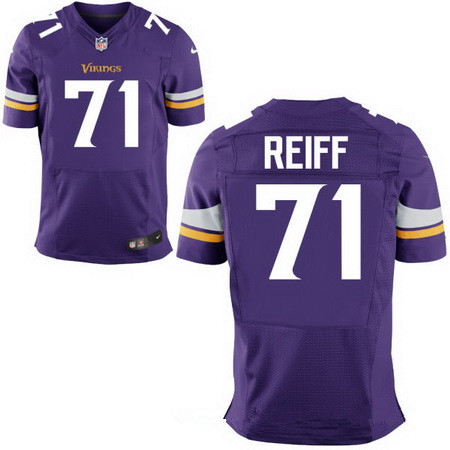 Men’s Minnesota Vikings #71 Riley Reiff Purple Team Color Stitched NFL Nike Elite Jersey
