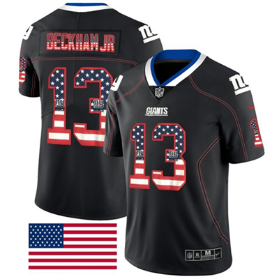 Nike New York Giants #13 Odell Beckham Jr Black Men’s Stitched NFL Limited Rush USA Flag Jersey