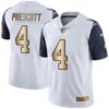 Nike Cowboys #4 Dak Prescott White Men’s Stitched NFL Limited Gold Rush Jersey