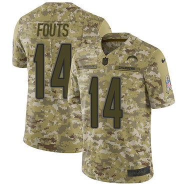 Nike Chargers #14 Dan Fouts Camo Men’s Stitched NFL Limited 2018 Salute To Service Jersey