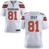 Men’s Cleveland Browns #81 Jim Dray White Road 2015 NFL Nike Elite Jersey