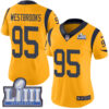 #95 Limited Ethan Westbrooks Gold Nike NFL Women’s Jersey Los Angeles Rams Rush Vapor Untouchable Super Bowl LIII Bound